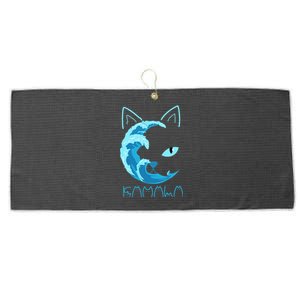 Blue Wave Of Cat Ladies Kamala Cat Typography Alphabet Cute Large Microfiber Waffle Golf Towel