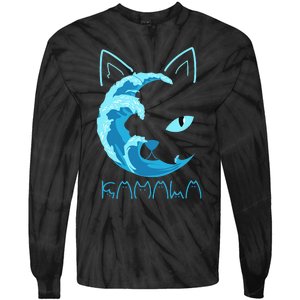 Blue Wave Of Cat Ladies Kamala Cat Typography Alphabet Cute Tie-Dye Long Sleeve Shirt