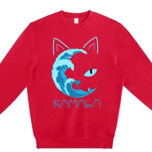 Blue Wave Of Cat Ladies Kamala Cat Typography Alphabet Cute Premium Crewneck Sweatshirt