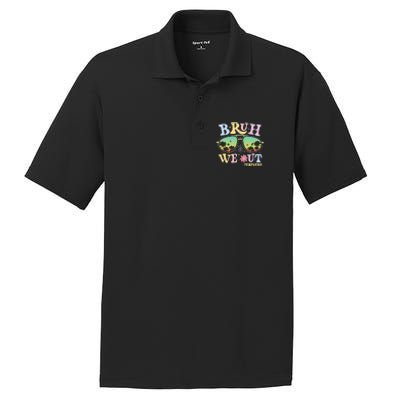 Bruh We Out Teachers Groovy Retro Happy Last Day Of School Gift PosiCharge RacerMesh Polo