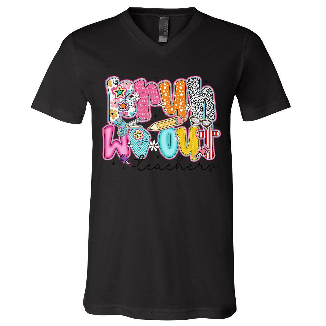 Bruh We Out Teacher Summer Last Dat Of School Teacher V-Neck T-Shirt