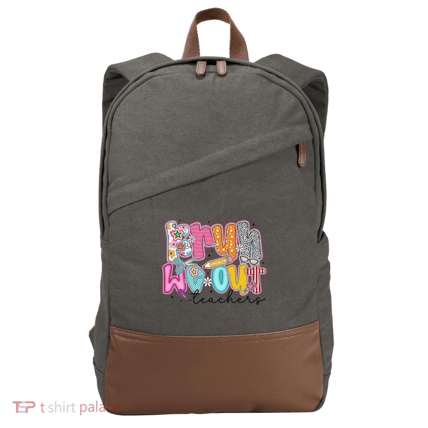 Bruh We Out Teacher Summer Last Dat Of School Teacher Cotton Canvas Backpack