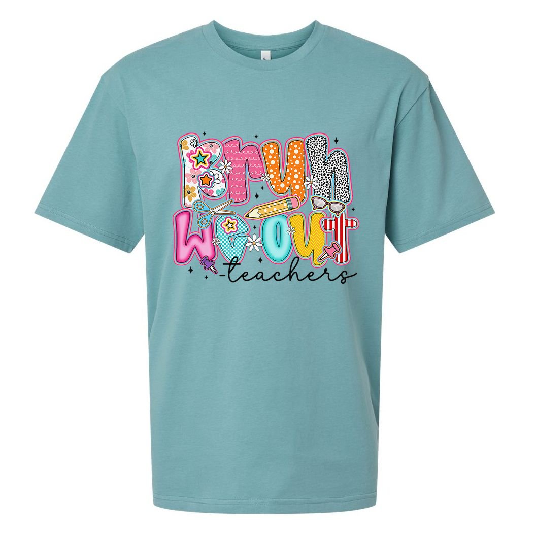 Bruh We Out Teacher Summer Last Dat Of School Teacher Sueded Cloud Jersey T-Shirt