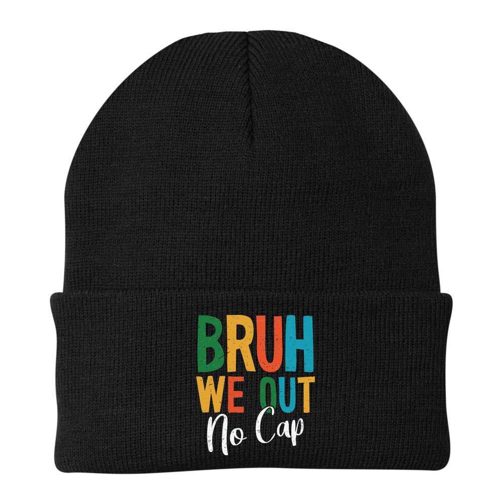 Bruh We Out No Cap Funny Last Day Of School 2025 Graduation Beanie