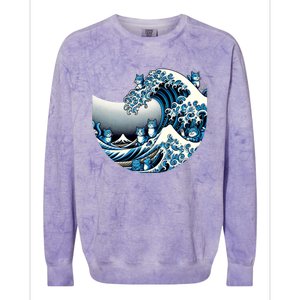 Blue Wave Of Cat Ladies For Kamala Cute Wave Of Blue Cats For Kamala Funny Colorblast Crewneck Sweatshirt