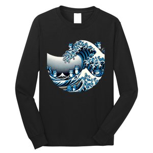 Blue Wave Of Cat Ladies For Kamala Cute Wave Of Blue Cats For Kamala Funny Long Sleeve Shirt