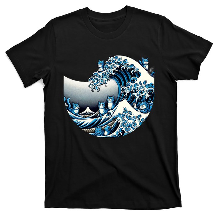 Blue Wave Of Cat Ladies For Kamala Cute Wave Of Blue Cats For Kamala Funny T-Shirt