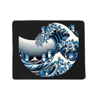 Blue Wave Of Cat Ladies For Kamala Cute Wave Of Blue Cats For Kamala Funny Mousepad