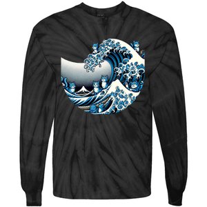 Blue Wave Of Cat Ladies For Kamala Cute Wave Of Blue Cats For Kamala Funny Tie-Dye Long Sleeve Shirt