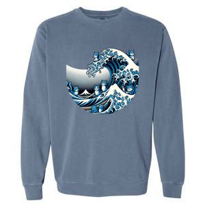 Blue Wave Of Cat Ladies For Kamala Cute Wave Of Blue Cats For Kamala Funny Garment-Dyed Sweatshirt