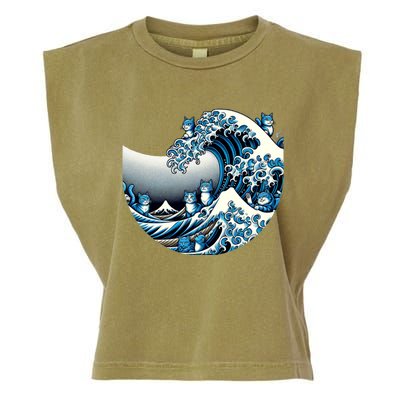 Blue Wave Of Cat Ladies For Kamala Cute Wave Of Blue Cats For Kamala Funny Garment-Dyed Women's Muscle Tee