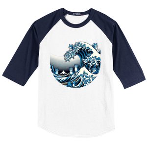 Blue Wave Of Cat Ladies For Kamala Cute Wave Of Blue Cats For Kamala Funny Baseball Sleeve Shirt