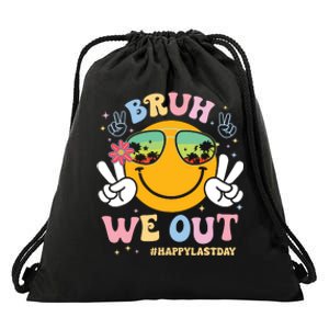 Bruh We Out Happy Last Day Of School Teacher Boy Girl Summer Drawstring Bag