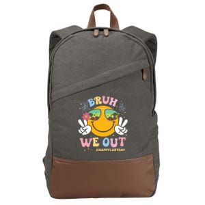 Bruh We Out Happy Last Day Of School Teacher Boy Girl Summer Cotton Canvas Backpack