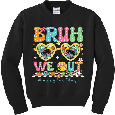 Bruh We Out Teachers Happy Last Day Graduation Sunglasses Kids Sweatshirt