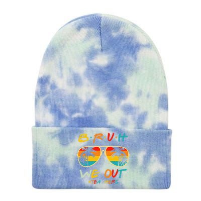 Bruh We Out Happy Last Day Of School Teacher Boy Girl Summer Tie Dye 12in Knit Beanie