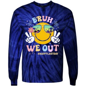 Bruh We Out Happy Last Day Of School Teacher Boy Girl Summer Tie-Dye Long Sleeve Shirt