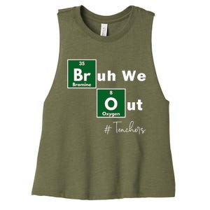 Bruh We Out Teachers Chemistry Periodic Table Element Summer Women's Racerback Cropped Tank