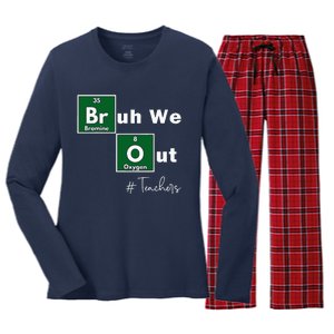 Bruh We Out Teachers Chemistry Periodic Table Element Summer Women's Long Sleeve Flannel Pajama Set 