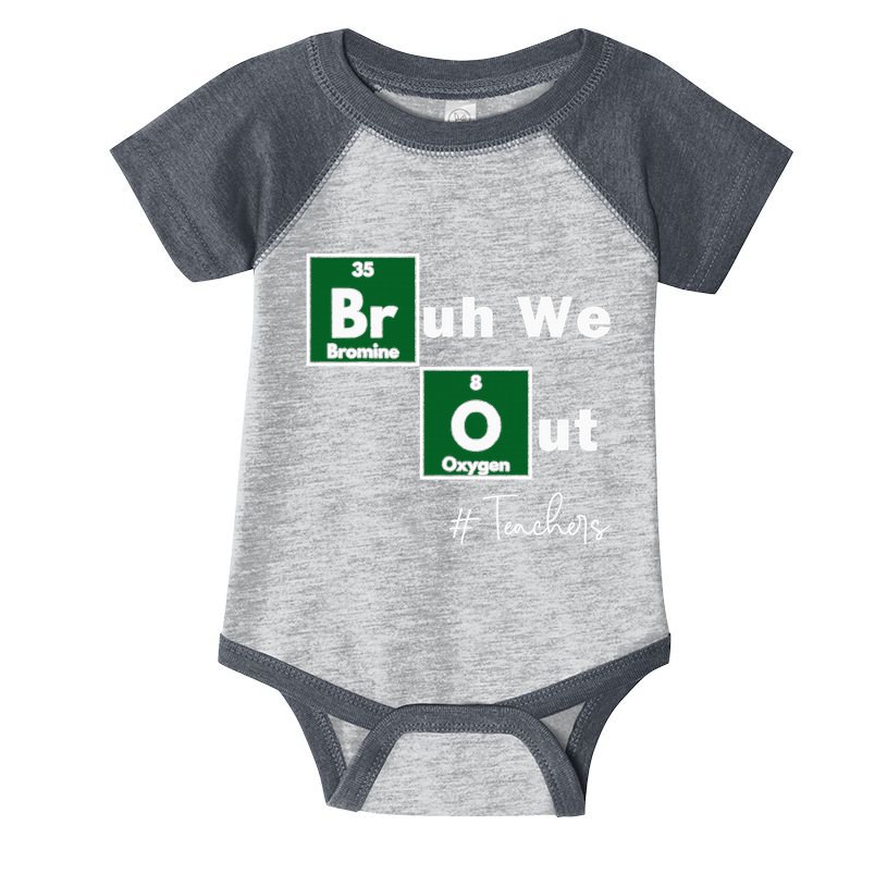 Bruh We Out Teachers Chemistry Periodic Table Element Summer Infant Baby Jersey Bodysuit