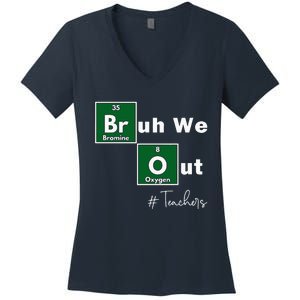 Bruh We Out Teachers Chemistry Periodic Table Element Summer Women's V-Neck T-Shirt