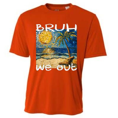 Bruh We Out Teachers Happy Last Day School Summer Van Gogh Cooling Performance Crew T-Shirt