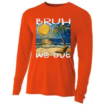 Bruh We Out Teachers Happy Last Day School Summer Van Gogh Cooling Performance Long Sleeve Crew