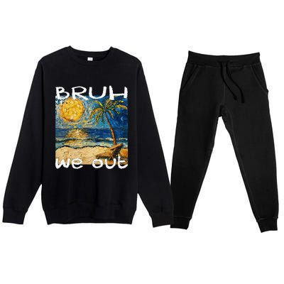 Bruh We Out Teachers Happy Last Day School Summer Van Gogh Premium Crewneck Sweatsuit Set