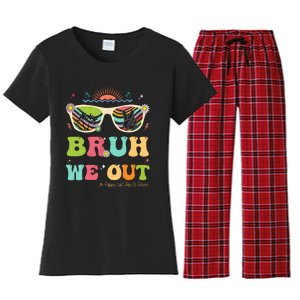 Bruh We Out Funny Last Day Of School Teacher Boy Girl Summer Women's Flannel Pajama Set