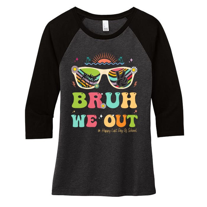 Bruh We Out Funny Last Day Of School Teacher Boy Girl Summer Women's Tri-Blend 3/4-Sleeve Raglan Shirt