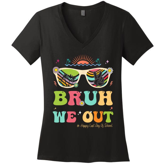 Bruh We Out Funny Last Day Of School Teacher Boy Girl Summer Women's V-Neck T-Shirt