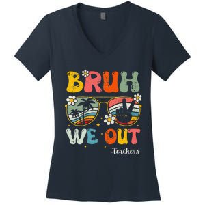 Bruh We Out Happy Last Day Of School Teacher Student Summer Women's V-Neck T-Shirt