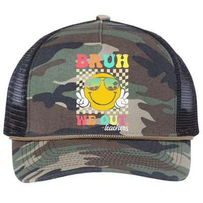 Bruh We Out Happy Last Day Of School Teacher Student Summer Retro Rope Trucker Hat Cap