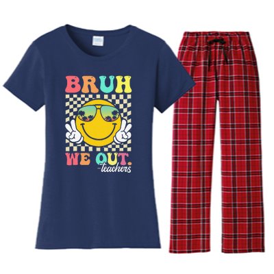 Bruh We Out Happy Last Day Of School Teacher Student Summer Women's Flannel Pajama Set