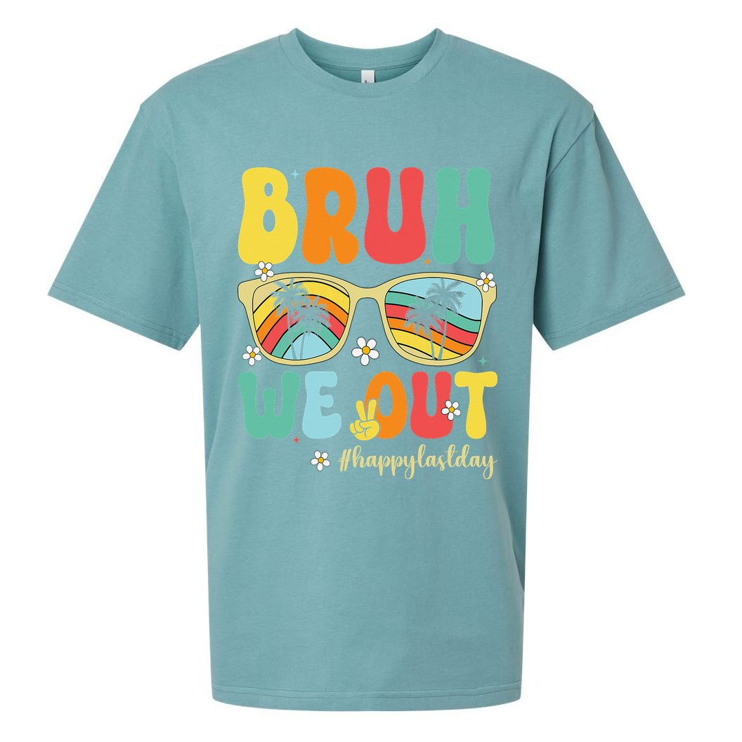 Bruh We Out Happy Last Day Of School Teacher Girl Summer Sueded Cloud Jersey T-Shirt