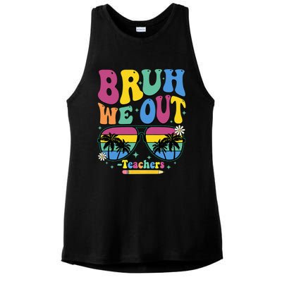 Bruh We Out Happy Last Day Of School Teacher Women Ladies PosiCharge Tri-Blend Wicking Tank