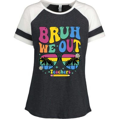 Bruh We Out Happy Last Day Of School Teacher Women Enza Ladies Jersey Colorblock Tee