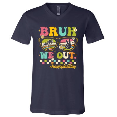 Bruh We Out Funny Last Day Of School Teacher Boy Girl Summer V-Neck T-Shirt