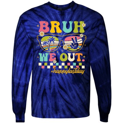 Bruh We Out Funny Last Day Of School Teacher Boy Girl Summer Tie-Dye Long Sleeve Shirt