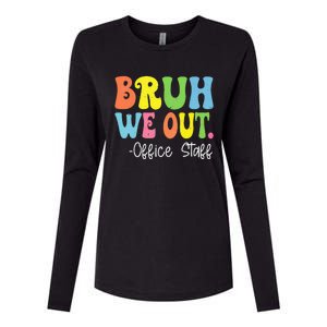 Bruh We Out Office Staff Happy Last Day Of School Groovy Womens Cotton Relaxed Long Sleeve T-Shirt