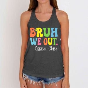 Bruh We Out Office Staff Happy Last Day Of School Groovy Women's Knotted Racerback Tank