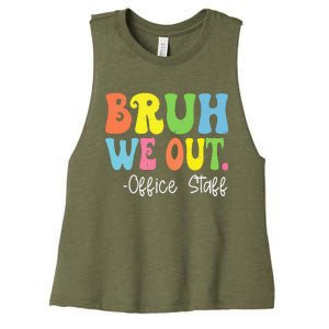 Bruh We Out Office Staff Happy Last Day Of School Groovy Women's Racerback Cropped Tank