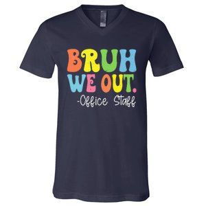 Bruh We Out Office Staff Happy Last Day Of School Groovy V-Neck T-Shirt