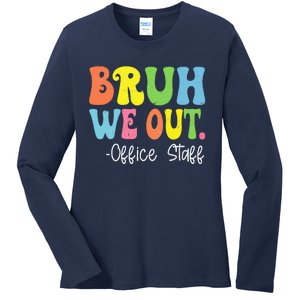 Bruh We Out Office Staff Happy Last Day Of School Groovy Ladies Long Sleeve Shirt