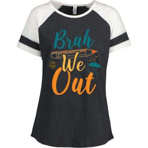 Bruh We Out Women Happy Last Day Of School Teacher Funny Enza Ladies Jersey Colorblock Tee