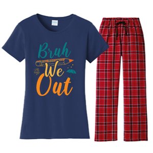 Bruh We Out Women Happy Last Day Of School Teacher Funny Women's Flannel Pajama Set