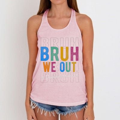 Bruh We Out Paraprofessionals Retro Last Day Of School Women's Knotted Racerback Tank