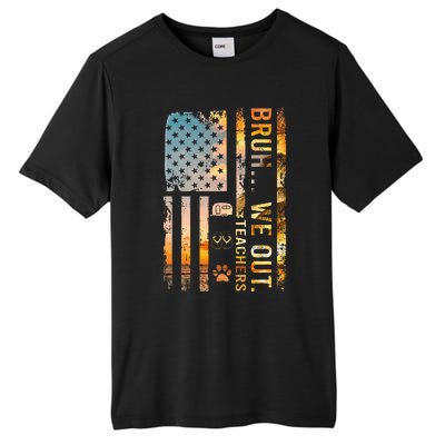 Bruh We Out Teachers Summer Camping Flip Flops Dog Usa Flag Tall Fusion ChromaSoft Performance T-Shirt