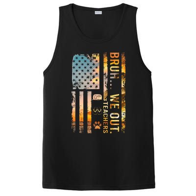 Bruh We Out Teachers Summer Camping Flip Flops Dog Usa Flag PosiCharge Competitor Tank