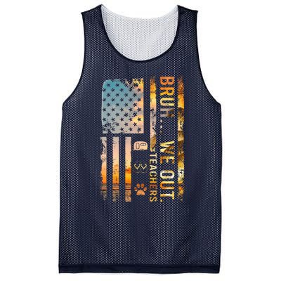 Bruh We Out Teachers Summer Camping Flip Flops Dog Usa Flag Mesh Reversible Basketball Jersey Tank